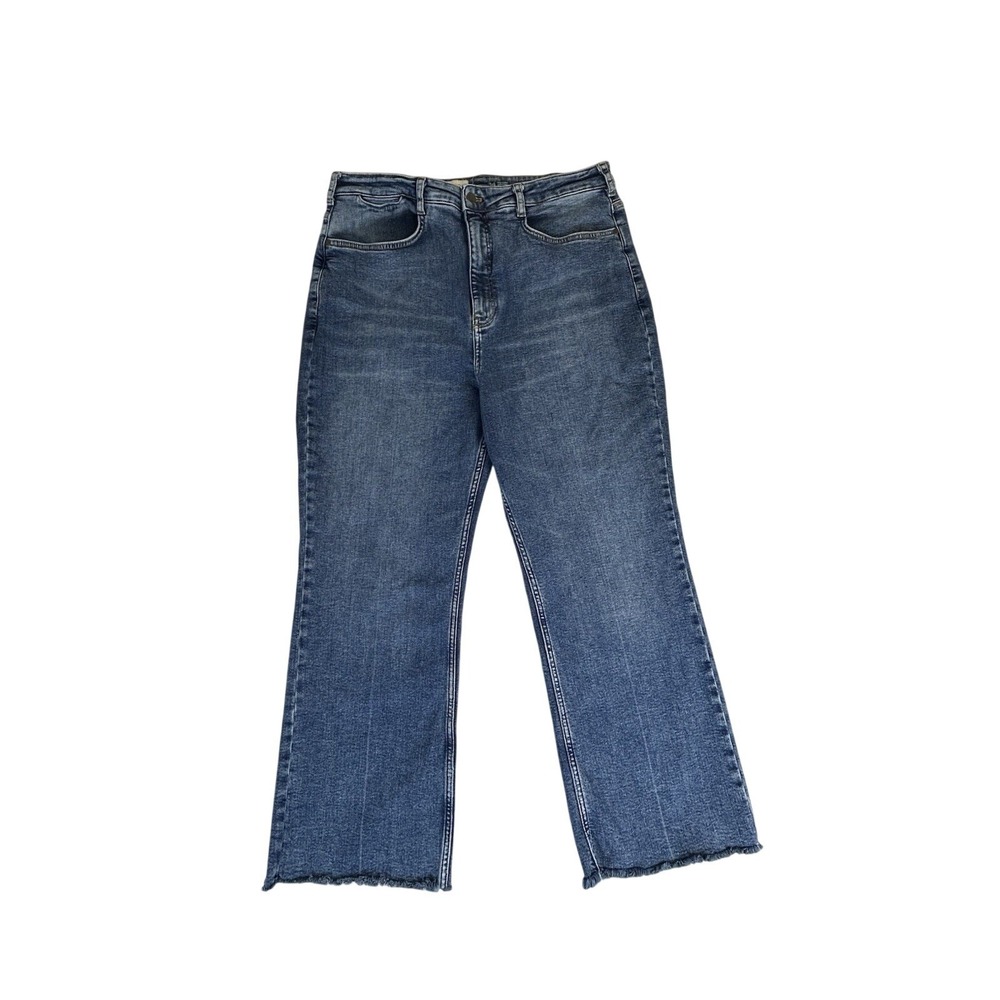 Anthropologie Pilcro High Rise Straight Leg Cropped Jeans Size 34 Frayed Raw Hem